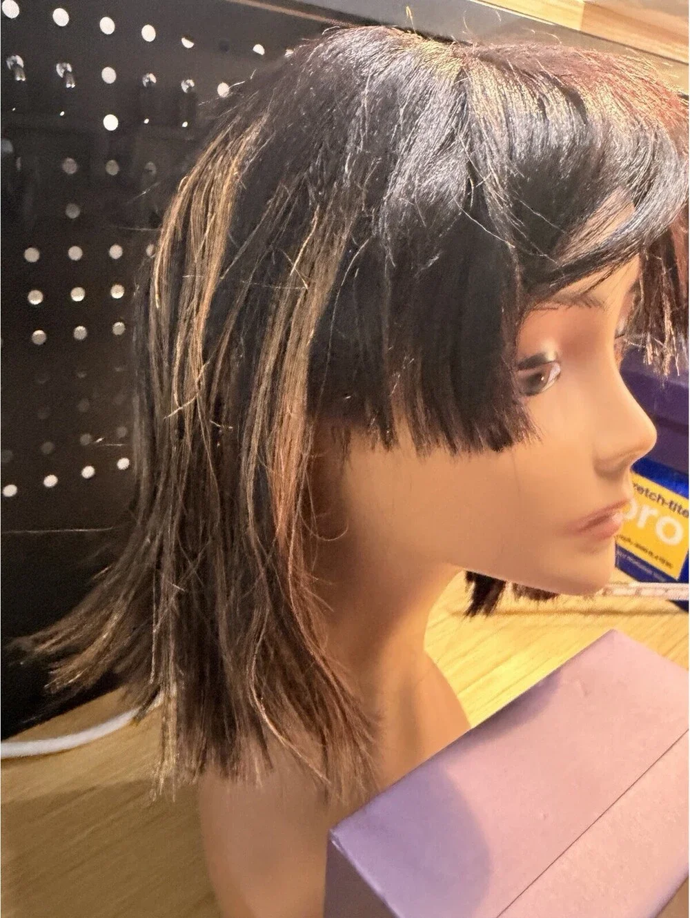 Luvme Hair Natural Black Brown Human Hair Straight Bob Bangs Wig